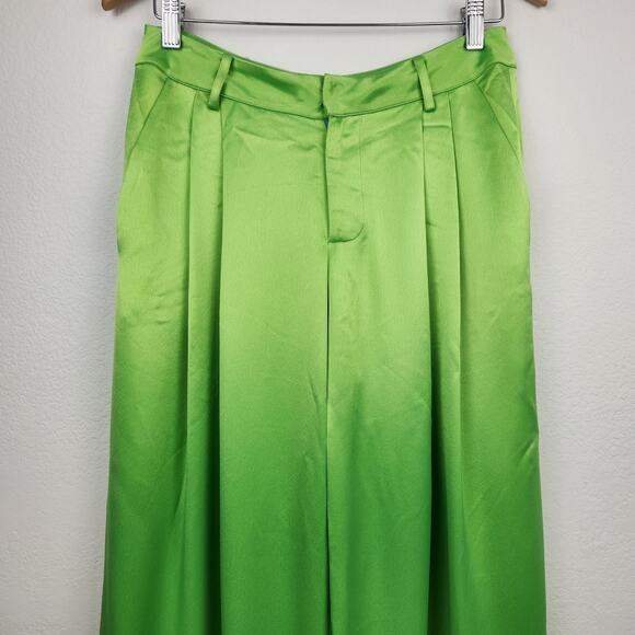 Retrofete Pauletta Pant Lime Punch Green Size Wide Leg NWT Sample Pleats Medium - Picture 4 of 11